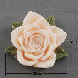 Resin Cabochons, Flower, PeachPuff, 33x35x9mm