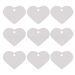 Colgantes de aluminio, etiquetas en blanco, corazón, plata, 33x37.5x1mm, agujero: 3.5 mm