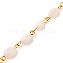 Chaînes de perles de pierre de lune blanche naturelle faites à la main, avec épingle à œil en fer doré, pépites, 5~10x5~8x3.5~7mm, environ 39.37 pouce (1 m)/fil