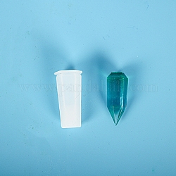 Moldes de silicona de cristal péndulo, moldes colgantes de cristales de cuarzo, para resina uv, fabricación de joyas de resina epoxi, blanco, 2x2x4.3 cm, diámetro interior: 0.9x1 cm