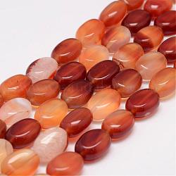Natürlichen Karneol Perlenstränge, Oval, gefärbt, 14x10x7 mm, Bohrung: 1 mm, ca. 28 Stk. / Strang, 15.5 Zoll