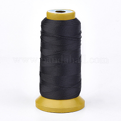 Polyesterfaden, für benutzerdefinierte gewebt Schmuck machen, Schwarz, 0.2 mm, ca. 1000 m / Rolle