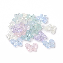Perles acryliques transparents dépoli, de couleur plaquée ab , papillon, couleur mixte, 17.5x21x6mm, Trou: 1.6mm, 415 pcs / 500 g