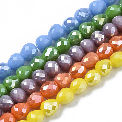 Chapelets de perles en verre opaques, de couleur plaquée ab , facette, larme, couleur mixte, 4.5x4.5mm, Trou: 1mm, Environ 99~101 pcs/chapelet, 17.64 pouce ~ 18.03 pouces (44.8 cm ~ 45.8 cm)