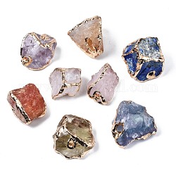 Гальванические бусины из смешанных драгоценных камней, с фурнитурами из латуни свет золота, самородки, 18~30.5x15.5~28.5x11~20 мм, отверстие : 3 мм
