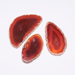 Ciondoli agata naturale , tinto, pepite, arancio rosso, 60~85x35~55x5mm, Foro: 2 mm