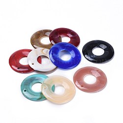 Enlaces de acrílico, estilo de imitación de piedras preciosas, donut / pi disc, color mezclado, 43x4mm, agujero: 2.5 mm, aproximamente 110 unidades / 500 g