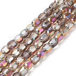Perles en verre opaque électroplaqué, tonneau à facettes, violette, 10x10mm, Trou: 1mm