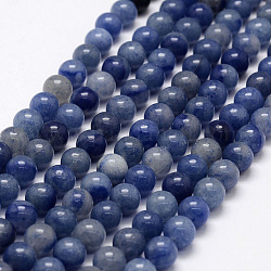 Природные голубые авантюрин бисером пряди, круглые, 6 мм, отверстие : 0.8 мм, около 65 шт / нитка, 15.1 дюйм