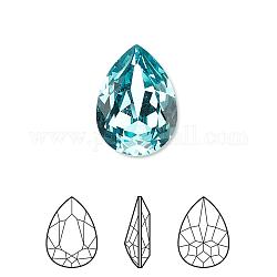 Austrian Crystal Rhinestone, 4320, Crystal Passions, Foil Back,  Faceted Pear Fancy Stone, 263_Light Turquoise, 18x13x5mm