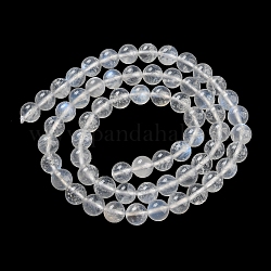 Brins de perles rondes en pierre de lune arc-en-ciel naturelle, AA grade, 6mm, Trou: 1mm, Environ 60~65 pcs/chapelet, 15.5 pouce