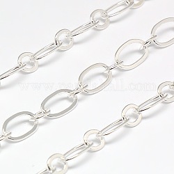 Brass Figaro Chains, Soldered, with Spool, Oval and Round Link Chains, Silver, 5.5x0.5mm, about 82.02 Feet(25m)/roll