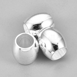 201 perline in acciaio inossidabile, barile, argento, 10x10mm, Foro: 6 mm