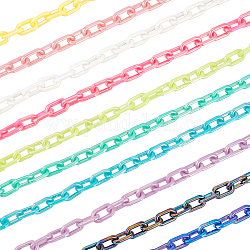 Superfindings 20 brins 10 couleurs chaînes de câbles en acrylique couleur ab chaînes de câbles rolo en plastique de 19.68 pouces chaîne gourmette maillons pour lunettes chaînes de lanière fabrication de bijoux