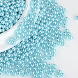 Perles acryliques de perles d'imitation, sans trou, ronde, turquoise pale, 10mm, environ 1000 pcs / sachet 