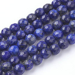 Natürlicher Lapislazuli Perlenstränge, facettiert rund, Mitternachtsblau, 6 mm, Bohrung: 1 mm, ca. 59 Stk. / Strang, 14.5 Zoll