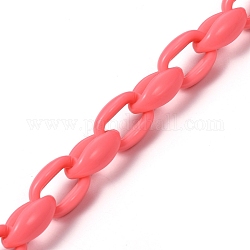 Cadenas de cable de acrílico hechas a mano, para la fabricación de cadenas de bolsos, coral luz, 16x11x6.5mm, 39.37 pulgada (1 m) / hebra