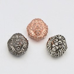 Alloy Lion Head Beads, Lead Free & Nickel Free, Mixed Color, 13x12x8mm, Hole: 2.5mm
