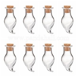 Glass Bottles, with Cork Stopper, Wishing Bottle, teardrop, Clear, 34x14.5mm, Bottleneck: 8mm in diameter, Capacity: 2ml
