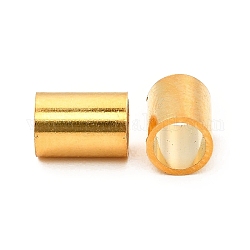 304 perline in acciaio inossidabile, perline con foro grande, colonna, vero placcato oro 24k, 7x5mm, Foro: 4 mm