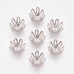 Multi-petali di tappi di perline fiore in acciaio inox 304, tappi di perline fantasia, colore acciaio inossidabile, 12x8mm, Foro: 1.2 mm