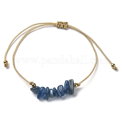Bracelets de perles tressées en cyanite naturelle, bracelet réglable en cordons de nylon, diamètre intérieur: 3-1/4 pouce (8.1 cm)