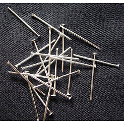 Iron Flat Head Pins, Cadmium Free & Lead Free, Platinum Color, Size: about 0.75~0.8mm thick(20 Gauge), 2.0cm long, Head: 2mm