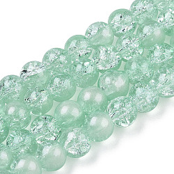 Fili di perle di vetro craquelé traslucido, con polvere di scintillio, tondo, melata, 8x7.5mm, Foro: 1 mm, circa 100~105pcs/filo, 31.50 pollice ~ 33.07 pollici (80 cm ~ 84 cm)