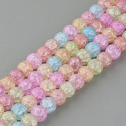 Crackle sintetico perle di quarzo fili, tondo, tinto, colorato, 6mm, Foro: 1 mm, circa 66pcs/filo, 15.7 pollice
