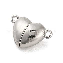 304 Stainless Steel Magnetic Clasps, Heart, Stainless Steel Color, 16x23x9mm, Hole: 1.5mm