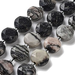 Натуральный черный шелковый камень / чистые камни, с бисером, граненый шестиугольный разрез, плоско-круглые, 12~12.5x5~6 мм, отверстие : 1.2~1.4 мм, около 27~29 шт / нитка, 15.55~15.75 чернила (39.5~40 см)