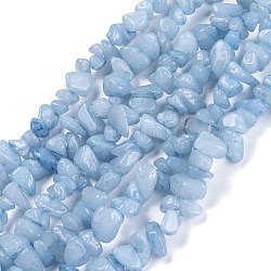 Gefärbte natürliche Aquamarin Perlen Stränge, Chip, 3~16x3~8 mm, Bohrung: 0.7 mm, 32.28'' (82 cm)