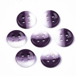 Botones de costura hechos a mano de murano, color tri-, plano y redondo, púrpura, 4mm, agujero: 11.5x2.5 mm