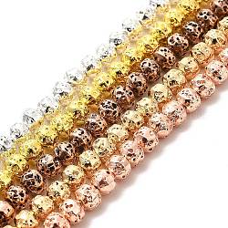Fili di perle di roccia lavica naturale elettrodeposta, bicono, colore misto, 4x5mm, Foro: 0.8 mm, circa 90~92pcs/filo, 15.75 pollice (40 cm)