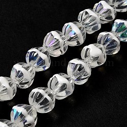 Handgemachte Murano Glas Perlen Stränge, mit Emaille, Kürbis, Transparent, 10~10.5x11~12x10~10.5 mm, Bohrung: 0.9 mm, ca. 38 Stk. / Strang, 15.43''~15.75'' (39.2~40 cm)