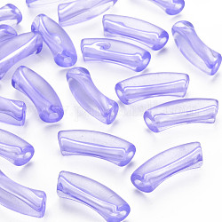 透明なアクリルビーズ  カーブチューブ  紫色のメディア  36x13.5x11.5mm  穴：4mm  約148個/500g