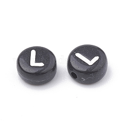 Opake Legierung Perlen, horizontales Loch, Alphabet-Stil, Flachrund, letter.l, 7x4 mm, Bohrung: 1.5 mm, ca. 370 Stk. / 50 g