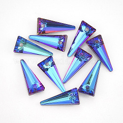 Pendentifs de strass en k9 verre, triangle, bleu bermudes, 18x8x4mm, Trou: 1.6mm