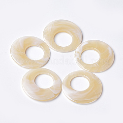 Acrylic Pendants, Imitation Gemstone Style, Flat Round, Wheat, 47x5mm, Hole: 2mm, about 100pcs/500g
