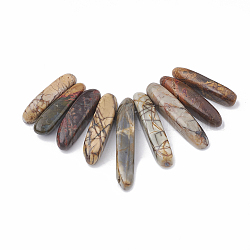 Fili di perline di picasso pietra naturale / picasso, pendenti a ventaglio graduati, perline focali, 19~50x7~8.5x6~8mm, Foro: 1.5 mm, 9 pc / set, 2.75 pollice / filo