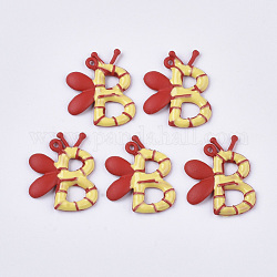 Ciondoli in lega verniciatura a spruzzo, lettera b, rosso, 21x17x2mm, Foro: 1.2 mm