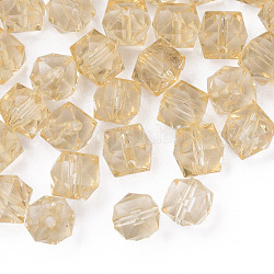 Transparent Acrylic Beads, Faceted, Cube, Wheat, 10x11x11mm, Hole: 2mm, about 670pcs/500g
