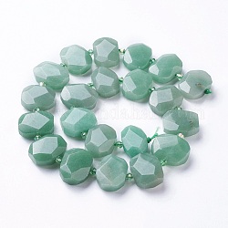 Chapelets de perles en aventurine vert naturel, facette, ovale, 17~22x11~18x6~8mm, Trou: 1.2mm, Environ 21~22 pcs/chapelet, 15.23 pouce ~ 15.35 pouces (38.7~39 cm)