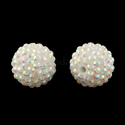 AB-Color Resin Rhinestone Beads, with Acrylic Round Beads Inside, for Bubblegum Jewelry, White, 20x18mm, Hole: 2~2.5mm