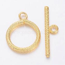 Brass Toggle Clasps, Lead Free, Cadmium Free and Nickel Free, Golden, Size: Ring: 20x16x2mm, Hole: 2mm, Bar: 25x6x2mm, Hole: 2mm