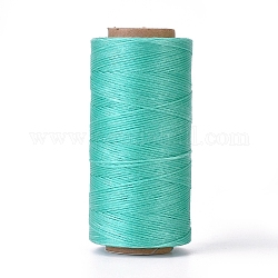 Cordón de poliéster encerado, cordón de micro macramé, hilo de coser encerado, piso, turquesa, 0.8mm, alrededor de 284.33 yarda (260 m) / rollo