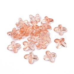 Perles en verre, pour la fabrication de bijoux, fleur, saumon clair, 9.5x9.5x3.5mm, Trou: 1mm