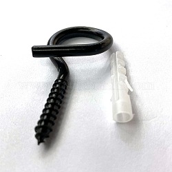 Железный крюк вешалка, настенный крючок декоративный держатель для сумок, чёрные, 53x30x10 мм, отверстие : 17 мм, штифты : 5 мм