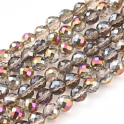 Electroplate Glass Beads Strands, Half Plated, Faceted, Strawberry, Purple Plated, 6~6.5x6mm, Hole: 1.2mm, about 78pcs/strand, 18.9 inch(48cm)