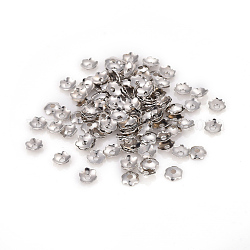 6-petalo protezioni tallone di ferro, fiore, platino, 3.5x0.1mm, Foro: 1 mm, su 357 pc / 5 g.